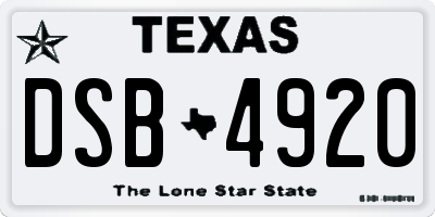 TX license plate DSB4920