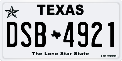 TX license plate DSB4921