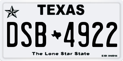 TX license plate DSB4922