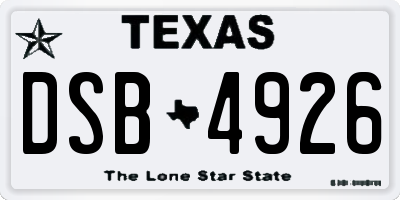 TX license plate DSB4926