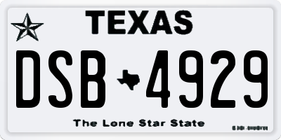 TX license plate DSB4929