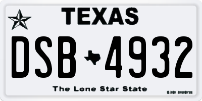 TX license plate DSB4932