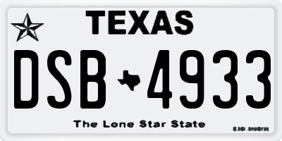 TX license plate DSB4933