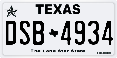 TX license plate DSB4934
