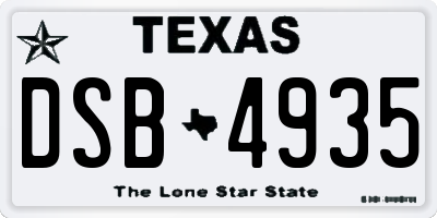 TX license plate DSB4935