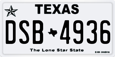 TX license plate DSB4936