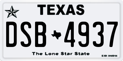 TX license plate DSB4937