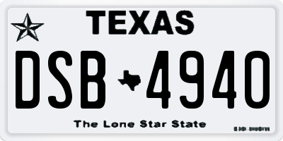 TX license plate DSB4940