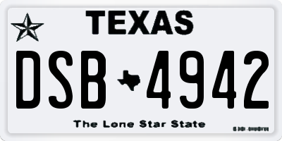TX license plate DSB4942
