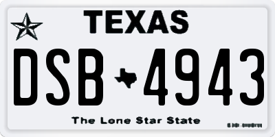 TX license plate DSB4943