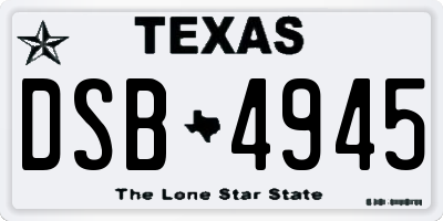 TX license plate DSB4945