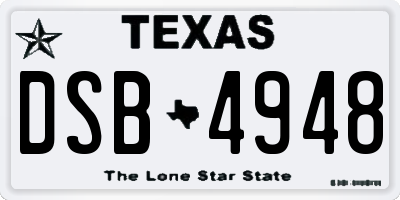 TX license plate DSB4948
