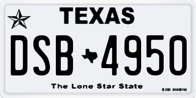 TX license plate DSB4950