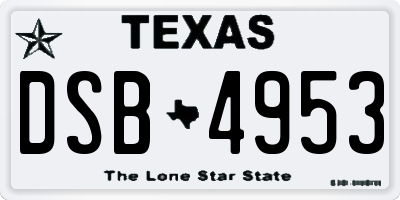 TX license plate DSB4953