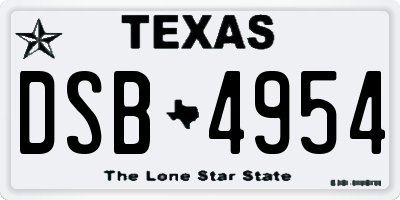TX license plate DSB4954