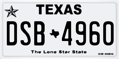 TX license plate DSB4960