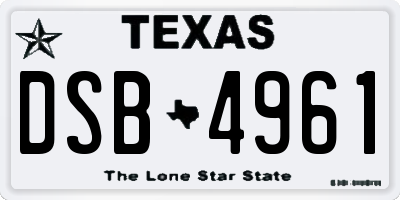 TX license plate DSB4961