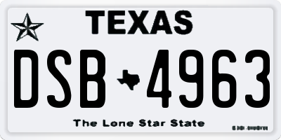 TX license plate DSB4963