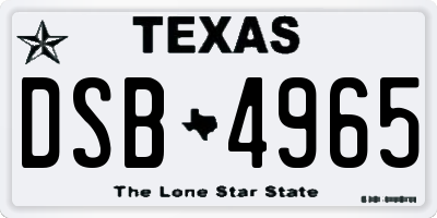 TX license plate DSB4965