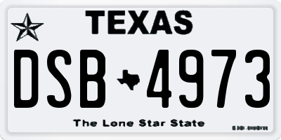 TX license plate DSB4973
