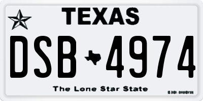 TX license plate DSB4974