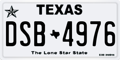 TX license plate DSB4976