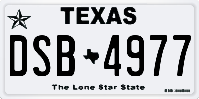 TX license plate DSB4977