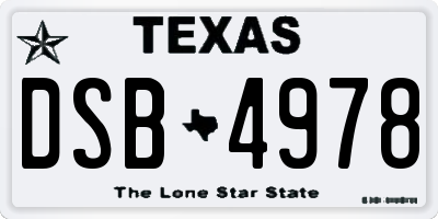 TX license plate DSB4978
