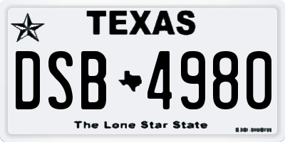 TX license plate DSB4980