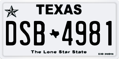 TX license plate DSB4981