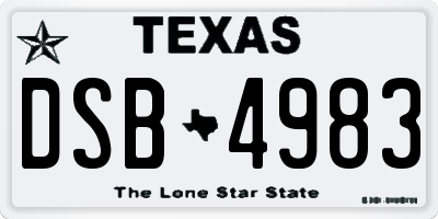 TX license plate DSB4983