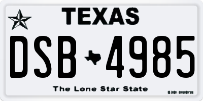 TX license plate DSB4985