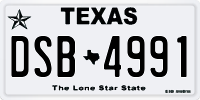 TX license plate DSB4991
