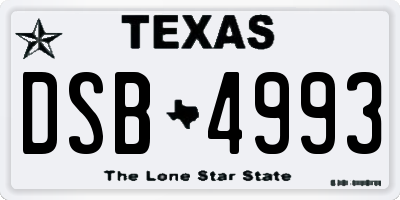 TX license plate DSB4993