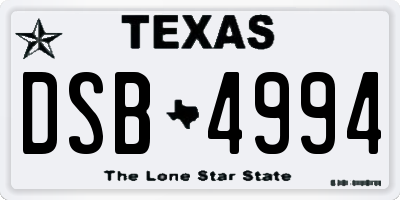 TX license plate DSB4994
