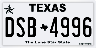 TX license plate DSB4996