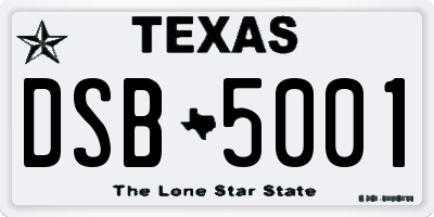 TX license plate DSB5001
