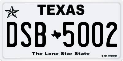 TX license plate DSB5002