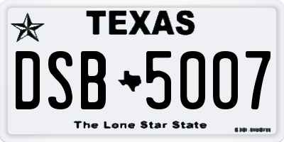 TX license plate DSB5007