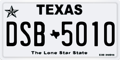 TX license plate DSB5010