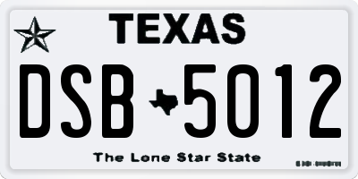TX license plate DSB5012