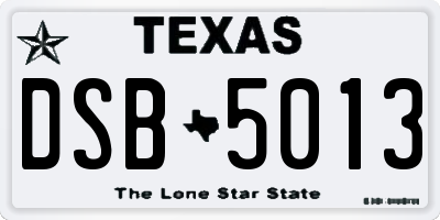 TX license plate DSB5013