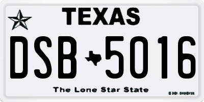 TX license plate DSB5016