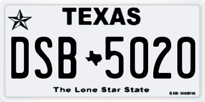 TX license plate DSB5020
