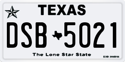 TX license plate DSB5021