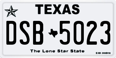TX license plate DSB5023