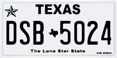 TX license plate DSB5024