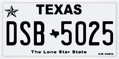 TX license plate DSB5025