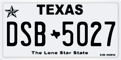 TX license plate DSB5027