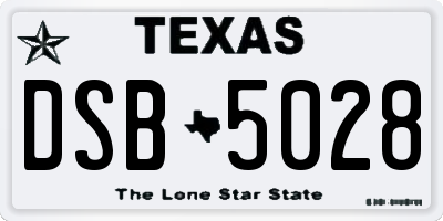 TX license plate DSB5028